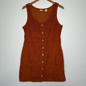 Levis Corduroy Dress Size L Rust Orange Jumper Sleeveless Cotton Fall
